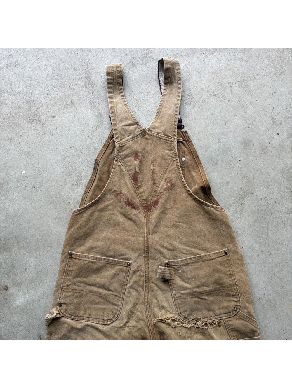 Vintage Carhartt Brown Canvas Workwear Overalls with Distres